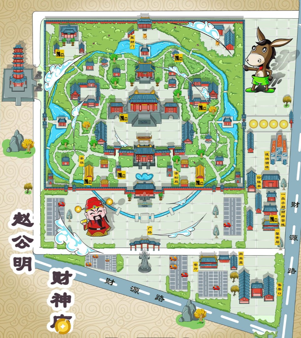 抚松寺庙类手绘地图